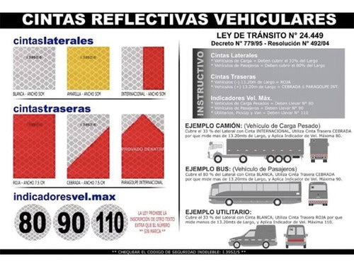 CINTA REFLEX VEHICULAR Rollo X 15mts Cinta Reflectiva Vehicular Roja Homologada 2