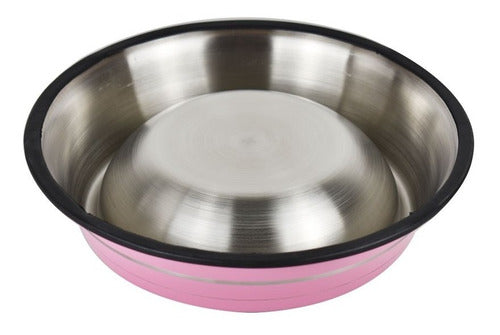 Stainless Steel Dog Feeder with Line Design Color 34cm 4