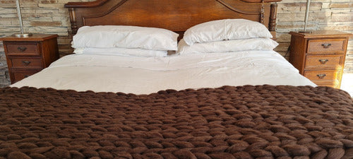 Handmade Nordic Style XXL Bed Runner Blanket in Natural Wool 1.80x0.60 27