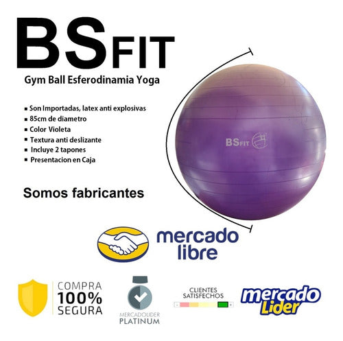 BS Fit Pelota Esferodinamia De 85 Cm + Inflador Fit Gym Ball Pilate 1