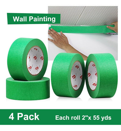 Bomei Pack Green Painters Tape 2 Pulgadas De Ancho, Cinta Ad 2