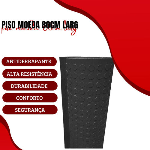 Piso Moeda Preto Emborrachado Bolinhas 2 Metros X 80cm Larg 1