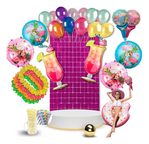 Combo Summer Pool Party Set: Balloon Sunglasses Necklaces 0