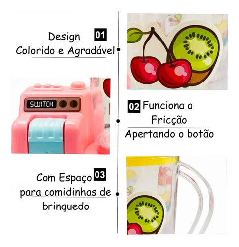 Brinquedo Mini Liquidificador Infantil Cozinha Fricção Mexe 1