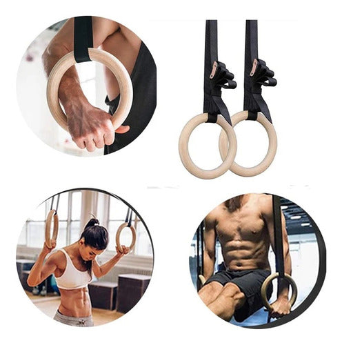 Alsol Deportes Adjustable Wooden Gymnastics Rings 4.5 Meters Olympic 6