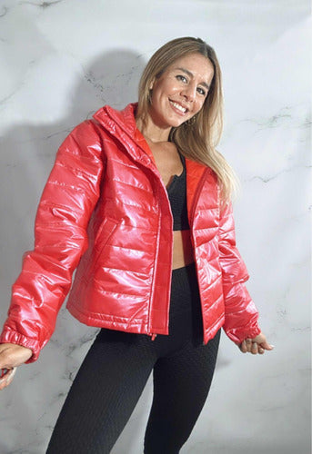 Shiny Red Puffer Jacket 0