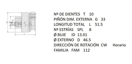 Zen Bendix Impulsor Arranque Mitsubishi L200 K74 1