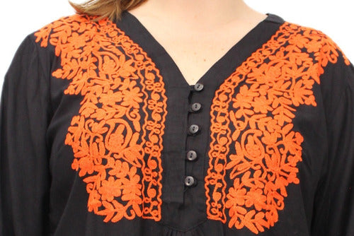 Embroidered Kashmir Buttoned Wide Indian Blouse 2