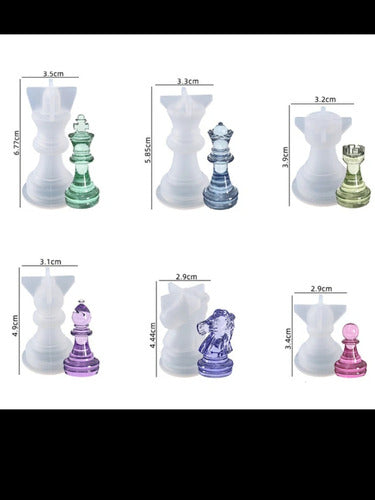 AIUARTESANAS Mold Silicone Set 6 Pieces Chess 3D Individual Resin 2