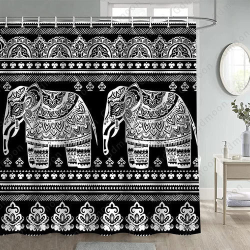 3D Shower Curtain Art - Elephants 1