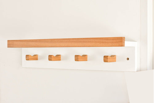 Puerta del Sol Nordic Wall Coat Rack with Shelf Jota 60cm Solid Wood 5