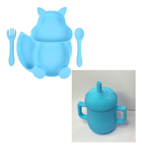 Set Silicona Bebé Plato + Cuchara + Tenedor + Vaso 3