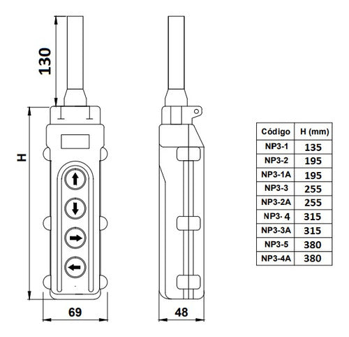 BAW NP3-2 Hanging Push Button Control Box 3