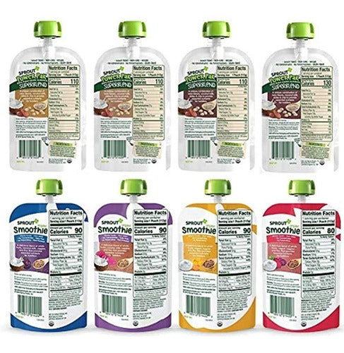 Sprout Organic Baby Food, Bolsas Para Niños De Etapa 4, 8 Fl 1