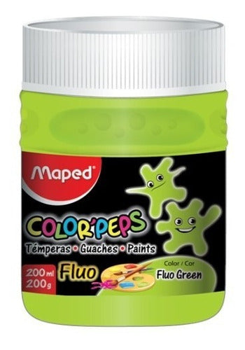 Tempera Maped Lavable Pote X 250 Gr No Toxica Verde Fluo 0