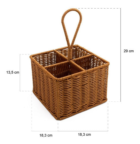 Le Toton Casa Premium Dark Brown Rattan Quadruple Organizer 2