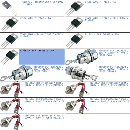 Abebashop Pack 6x Tiristor Scr Tyn825 25A-P 1