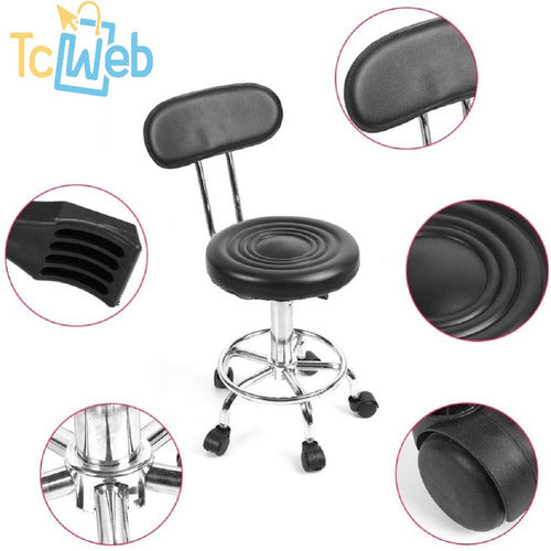 TCWEB Silla Alta Banqueta Ruedas Giratoria Con Respaldo Cajero 1