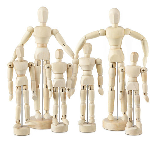 Menkxi Flexible Wooden Mannequin for Artists, 6 Piece Set with Stand 0