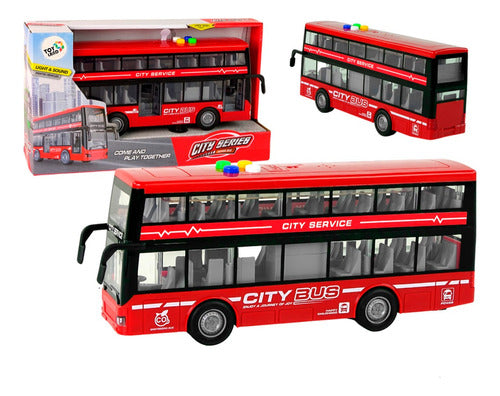 Isakito Double Deck Friction Bus With Lights and Sound 0