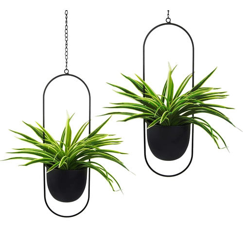 HemePaha Hanging Metal Planter, Set of 2 Plant Holders 1