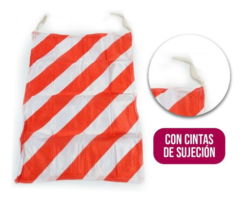 CD Red and White Striped Warning Flag 40x60cm with Securing Straps 3