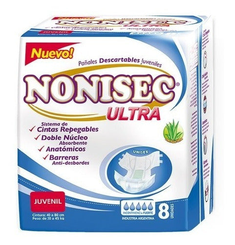 Nonisec Ultra Stretchable Juvenile Diapers 8 Packs of 64 Units 0