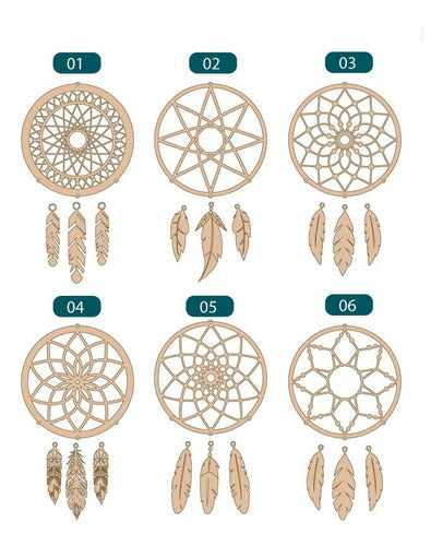 Baires Corte Laser Dreamcatchers with Feathers Fibrofácil Cutouts 10cm x 30 Units 1