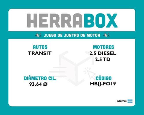 Herrabox Ford Transit 2.5 Diesel Turbo Engine Gasket Set with Cylinder Head Gasket 1