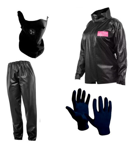 Delta Women's Rain Suit Set + Neck Cover + Gloves FAS Motos 0