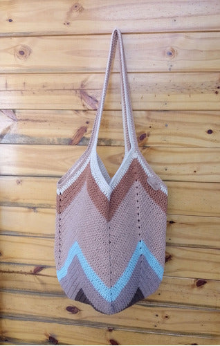 Handcrafted Crocheted Chevron Tote Bag 4