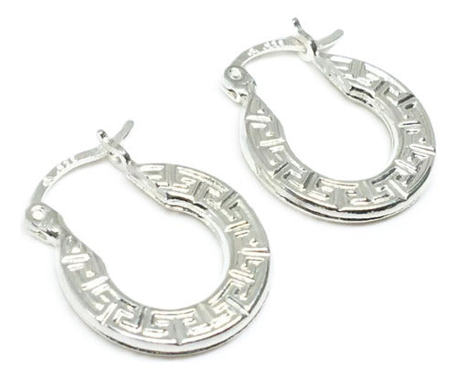 Idunn Greek Guard Hoop Earrings Silver 925 1.6cm 0