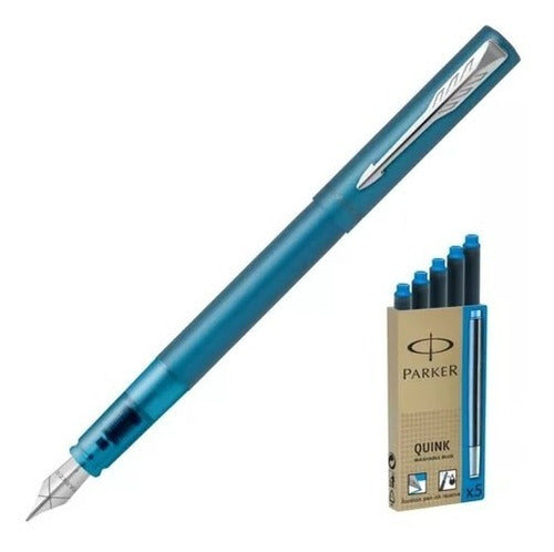 Parker Vector Xl Blue Fountain Pen + Cartridge Box 0