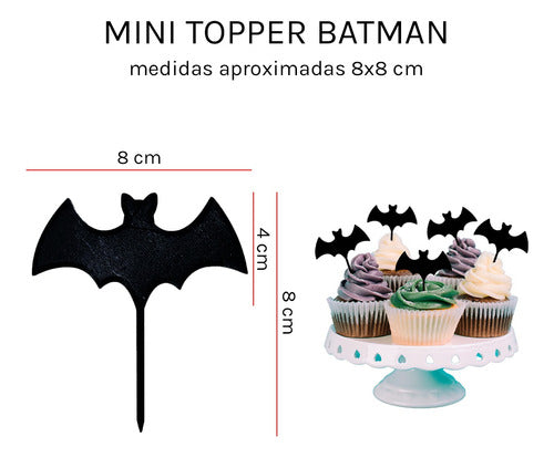 Estacion3DAR Combo Topper Torta Batman + 10 Minitopper Murcie + Nombre 3