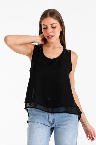 ARmoda Blusa Gaza Irregular Con Tacha En El Hombro 3