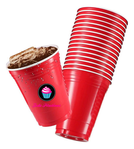 400 Red American Plastic Cups for Events and Parties 400ml 1