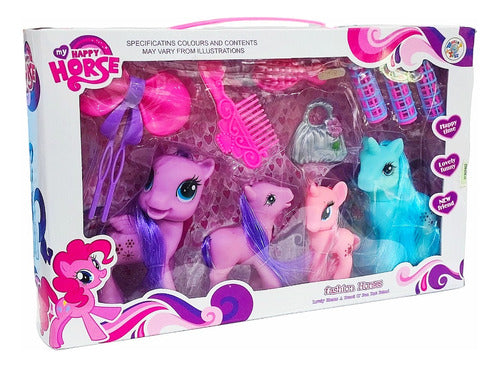 NEW CENTURY CORPORATION Set Pony Unicornio X4 Happy Horse Mas Accesorios 1