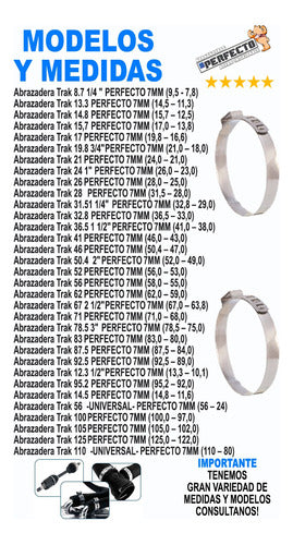 Perfecto Trak Fixed Ear Clamps Stainless Steel 7mm (56 - 53) X 10u 7