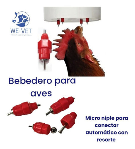 Chupete Nipple Con Resorte Bebederos Aves/conejos 10 U/d 2