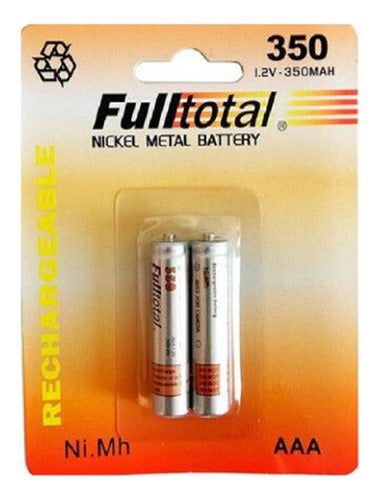 Full Total Rechargeable AAA Battery Pack - 6 Batteries 350mAh 1