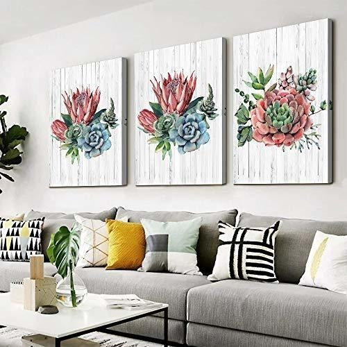 Hyidecorart Modern Cactus Flowers Canvas Wall Art 1