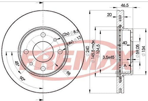 Interparts Kit Discs and Pads for Fiat Palio Siena 1996-2008 1.7d Td De 1