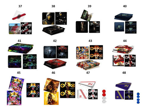 Skin Bundle for PS4 Slim: Console, 2 Joysticks, 2 Lightbars - Deadpool 3 4