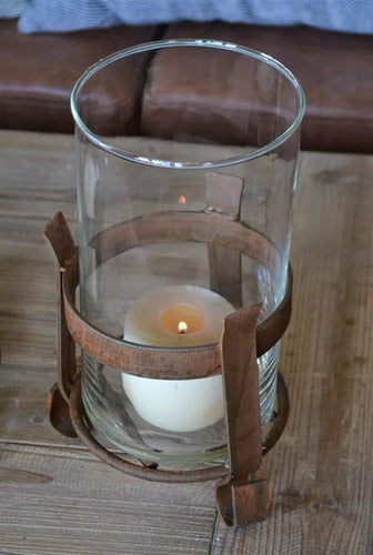 Cylindrical Iron Candle Holder with Glass Vase 3