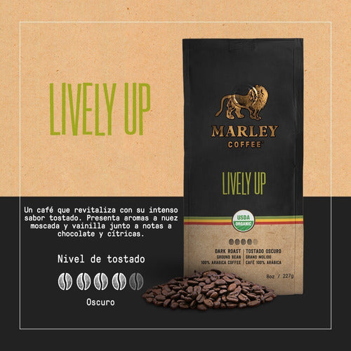 Marley Coffee French Press 600 Ml + Ground Coffee + Spoon 7