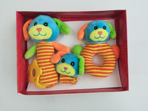 Set of 3 Baby Rattles Plush Fun in Box 14