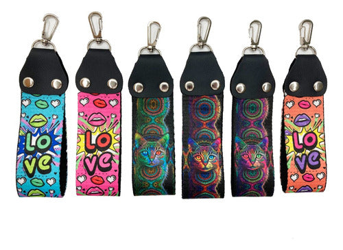 Sublimated Strap Keychain Set of 6 Anime Designs Bulk 5