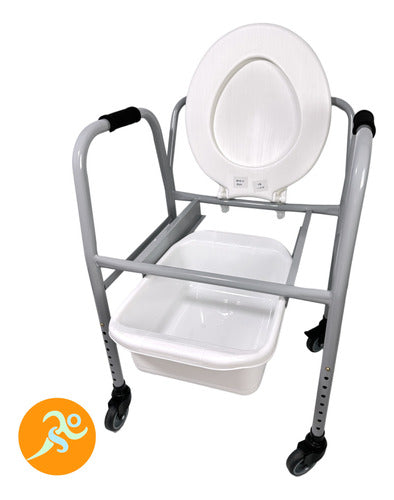 Adjustable Orthopedic Toilet Riser with Large Wheels and Backrest 7
