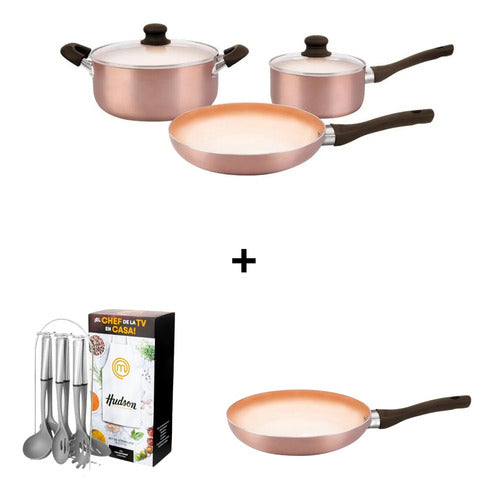 Hudson Copper 5-Piece Cookware Set with 20cm Non-Stick Frying Pan 0