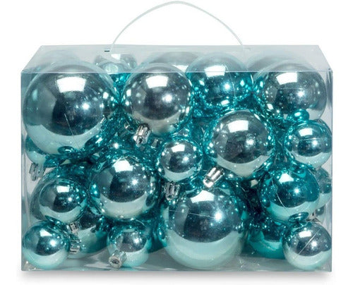 AMS 40ct Christmas Ball Plated Ornaments Tree Collection - Light Blue 0